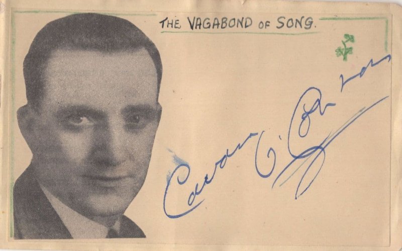 Cavan O'Connor Old Irish Singer Hand Signed Autograph Page