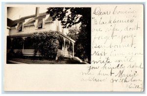 1910 Home Residence Blackberry Bush View Braintree MA RPPC Photo Postcard