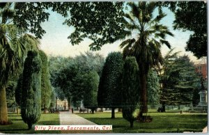 Vintage City Plaza Sacramento California Postcard 1910