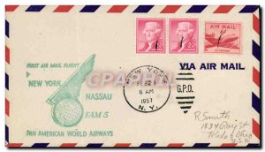 Letter USA 1st Flight New York Nassau FAM 5 February 21, 1957