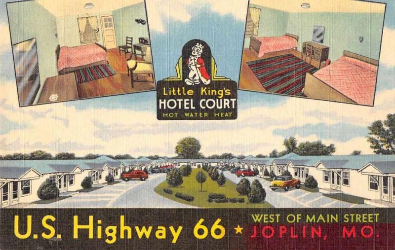 Joplin Missouri Little King's Hotel Court Route 66 Vintage Postcard JA4742675