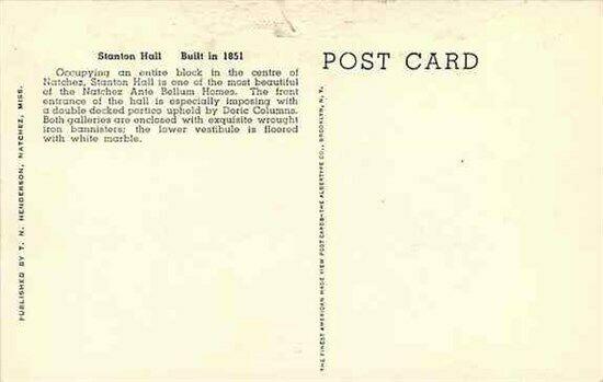 MS, Natchez, Mississippi, Stanton Hall, Albertype
