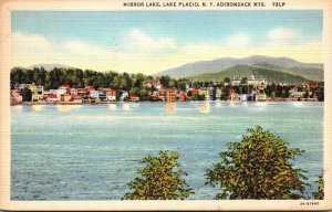 New York Adirondacks Lake Placid Mirror Lake 1949 Curteich