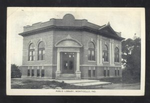 MONTICELLO INDIANA PUBLIC LIBRARY VINTAGE POSTCARD 1909 DANVILLE ILLINOIS