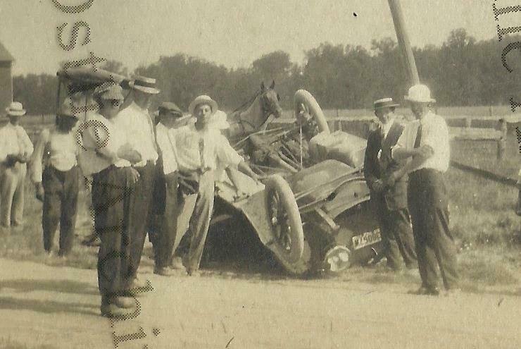 Colby WISCONSIN RPPC c1910 CAR ACCIDENT Roll Over nr Abbotsford Spencer Owen 