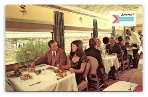 Amtrak's Deluxe Dining Car Postcard Railroad Train