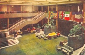 MEXICO D.F. Mexico City, Mexico  HOTEL DEL PRADO Lobby~Flags  ROADSIDE  Postcard