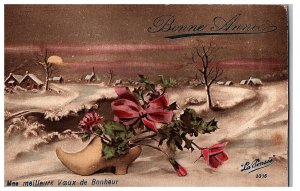 RPPC Bonne Annee Young French Child New Years Hand Colored Postcard