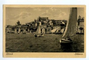 497070 Croatia 1925 year Sebenica Sibenik yachts embankment Vintage postcard