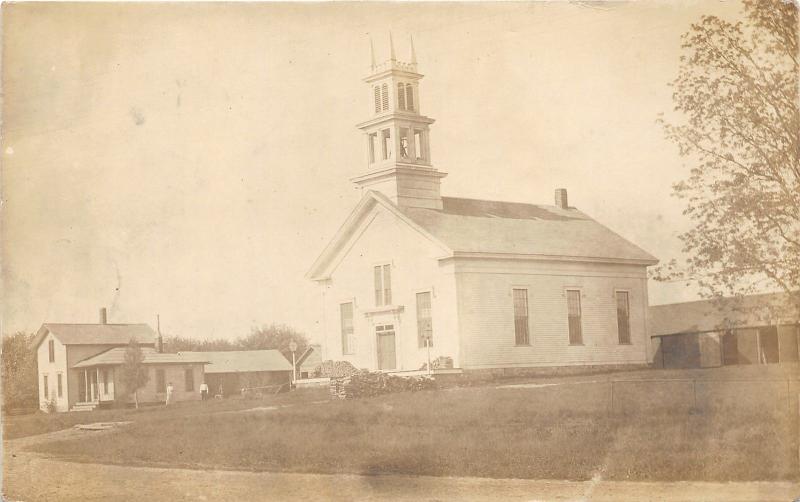 Beautiful Church~People @ House~RPPC pm 1910 @ Au Gres? Michigan-Arenac County