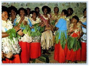 1956 Entertainment Group at Hide Away Resort Fiji Vintage Posted Postcard