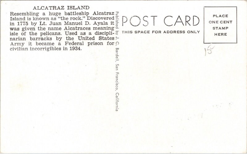 Alcatraz Island Rock Isle Pelicans WB Postcard UNP VTG Unused Vintage 