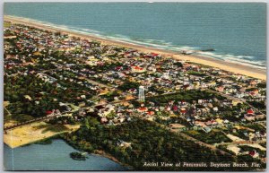 Aerial View Peninsula Daytona Beach Florida FL Halifax River Atlantic Postcard