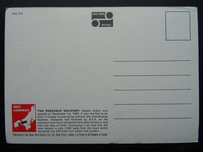 Penzance CORNWALL AIRPORT The B.E.A. Heliport c1960s Postcard