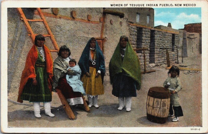 Women Of Tesuque Indian Pueblo New Mexico Vintage Postcard C037