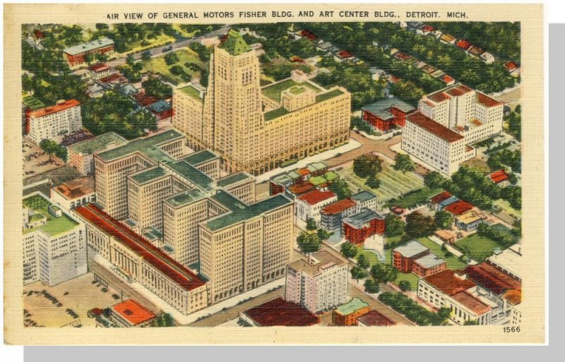 Detroit, Michigan/MI Postcard, General Motors/Fisher Building