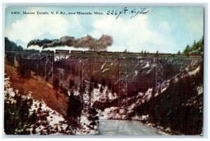 1910 Marent Trestle N.P. Locomotive Train Missoula Montana MT Vintage Postcard