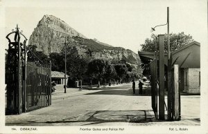 Gibraltar, Frontier Gates and Police Hut (1936) RPPC Postcard