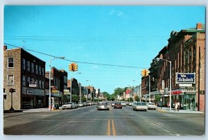 Marshall Michigan MI Postcard Looking East Michigan Avenue Eagle Street c1960