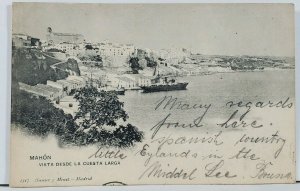 View of Mahon Vista Desde La Cuesta Larga c1905 Spain Seaside Postcard L6