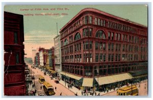 Cincinnati Ohio OH Postcard Corner Fifth Vine St Looking North Aerial View 1913