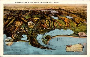 Postcard Aerial View of San Diego California and Vicinity