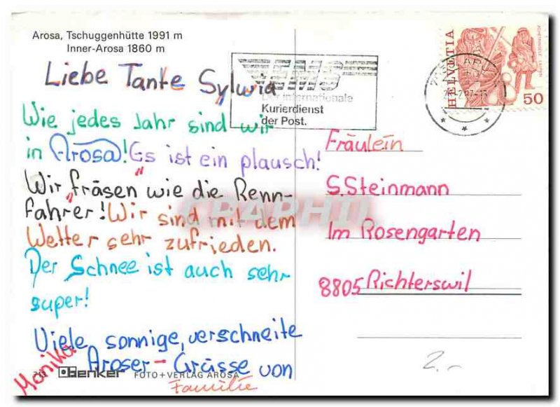 Postcard Modern Arosa Tschuggenhutte