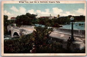1920's Bridge from Goat Isle to Mainland Niagara Falls New York Posted Postcard