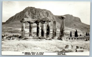 Peloponnese Greece Postcard Corinth Temple of Apollo c1910 Antique RPPC Photo