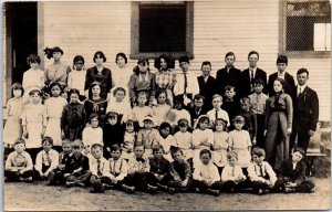 1910s Anonymous People School Picture Hilton Oklahoma Real Photo Postcard