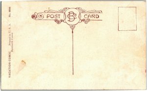 Bamforth Vacation Comic Fat Lady on Beach Enjoying Myself Vintage Postcard E19