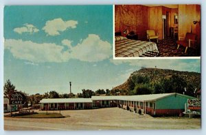 Raton New Mexico NM Postcard Capri Motel Cafe Restaurant Lounge Dual View c1960