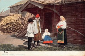 ORSA DELARNA SWEDEN~MAN WOMAN BOY GIRL NATIONAL COSTUME~1900s POSTCARD