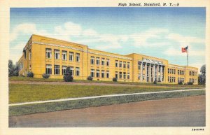 STAMFORD, NY New York   HIGH SCHOOL  Delaware County  c1940's Linen Postcard