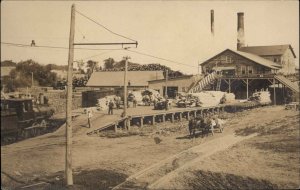 Fairfield ME Maine RR Train Hume & New Halls Factory Real Photo Postcard