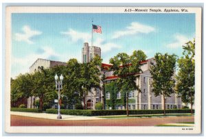 c1940's Masonic Temple Appleton Wisconsin WI Vintage Posted Postcard