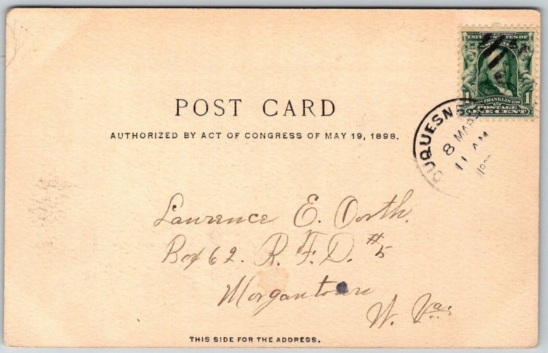 Duquesne Pennsylvania 1907 Postcard Carnegie Library