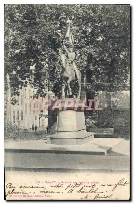 Old Postcard Nancy Statue of Joan of Arc