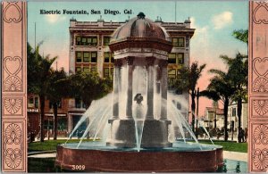 Electric Fountain San Diego California Vintage Postcard c1945