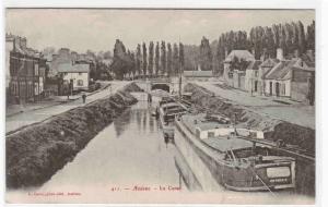 Le Canal Bateaux Boat Amiens France 1910s postcard