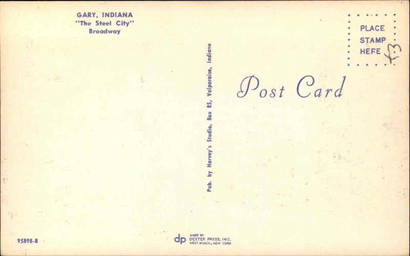 Gary Indiana IN Classic 1960s Cars Mailbox Street Scene Vintage Postcard