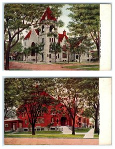 2 Postcards LAWRENCE, Kansas KS ~ M.E. CHURCH & PRESBYTERIAN CHURCH c1910s