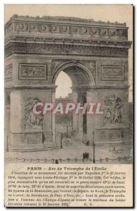 Old Postcard Paris Are de Triomphe From the & # 39Etoile