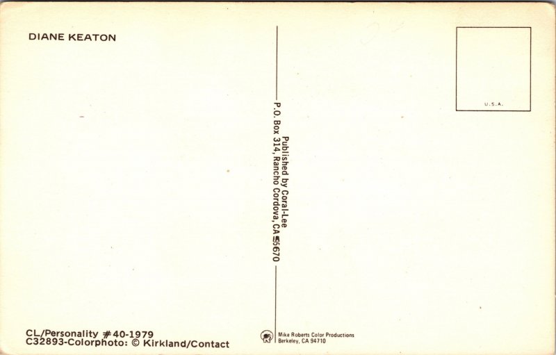Postcard Actor Diane Keaton 1979