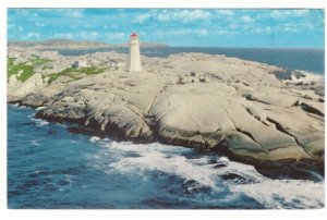 Lighthouse, Peggy's Cove, Nova Scotia, Vintage 1972 Chrome Aerial View Postcard