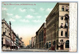 1907 Bay St. West Of Laura Horse Carriage Scene Jacksonville Florida FL Postcard 