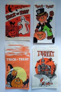Halloween Candy Treat Bags Ghost Crescent Moon Man Scarecrow Black Cat Witch