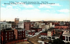 Postcard TX El Paso New Mortgage & New Trust Building Piano Shop 1920s S55