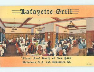 Unused Linen LAFAYETTE GRILL RESTAURANT Walterboro South Carolina SC hs4959