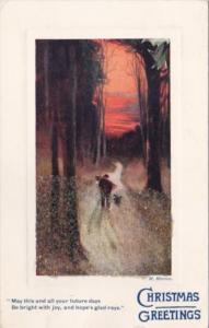 Christmas Greetings Landscape Scene Tucks